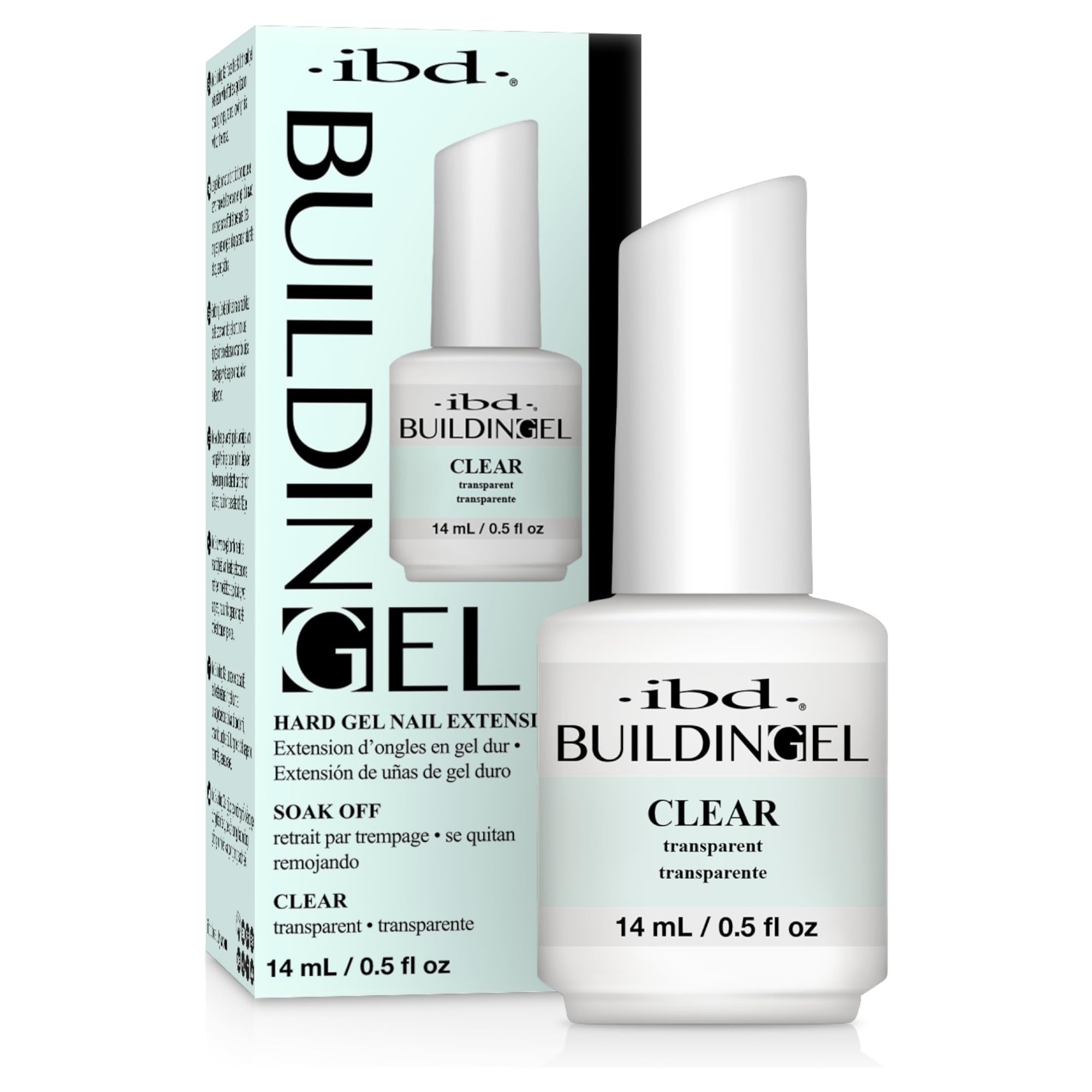 IBD building gel clear front bottle showing label and compact design benefit