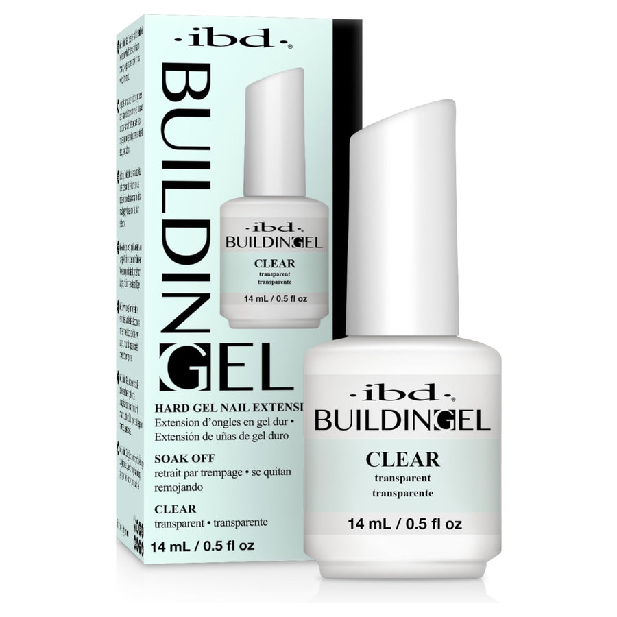 IBD building gel clear front bottle showing label and compact design benefit