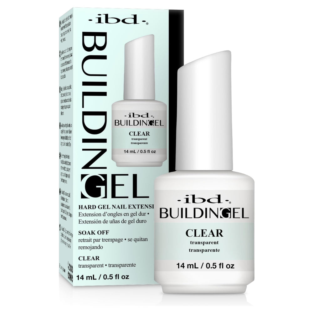 IBD building gel clear front bottle showing label and compact design benefit