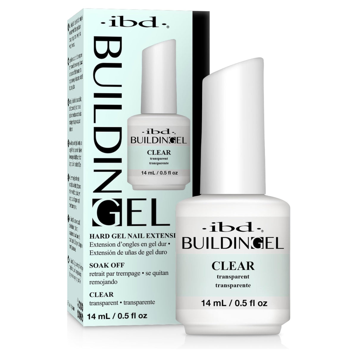 IBD building gel clear front bottle showing label and compact design benefit