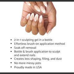 close-up gel texture drop showing IBD self-leveling formula for smooth finishes and less filing