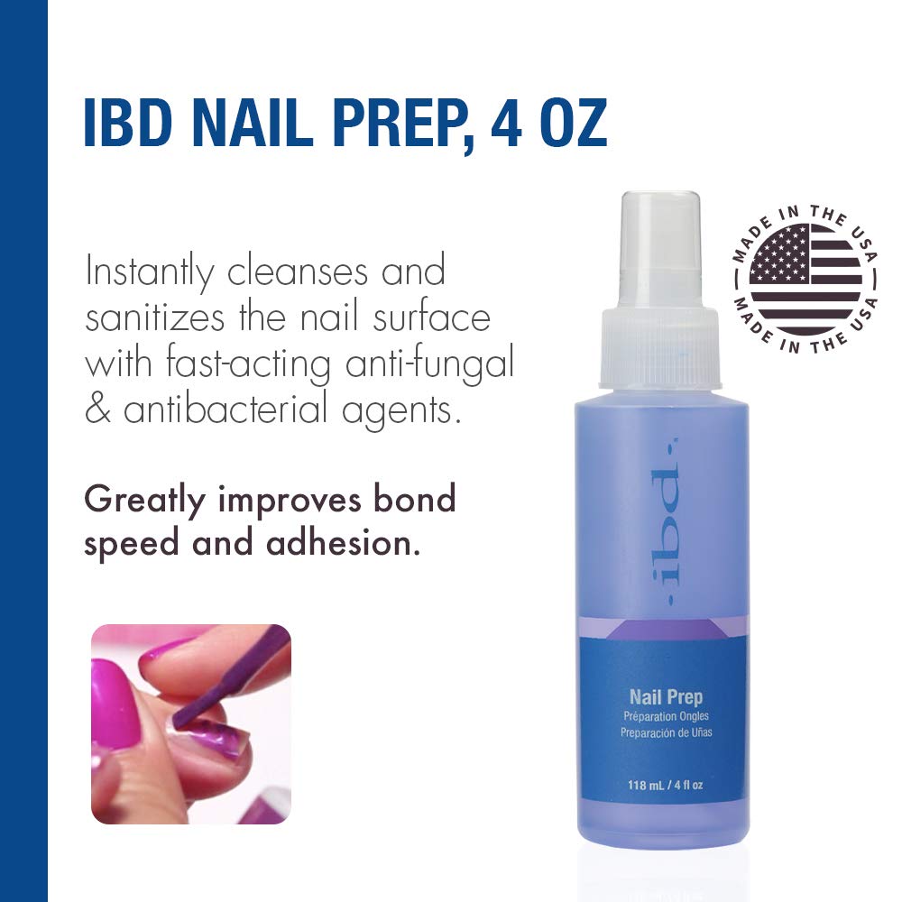 IBD product sprayed on lint-free wipe cleansing nail surface