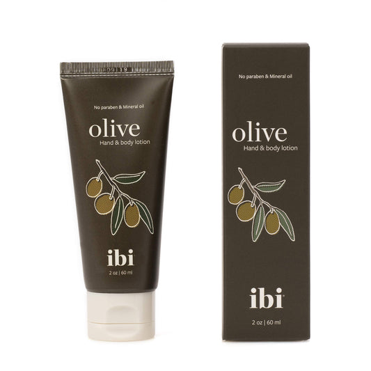 IBI olive hand cream front tube showing label and compact 60ml size benefit