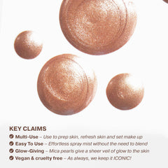 ICONIC LONDON droplets on skin texture showing hydrating, dewy finish benefit