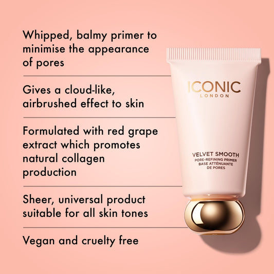 ICONIC LONDON whipped primer texture swipe highlighting airy, blurring finish