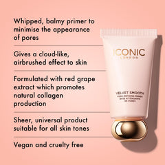 ICONIC LONDON whipped primer texture swipe highlighting airy, blurring finish
