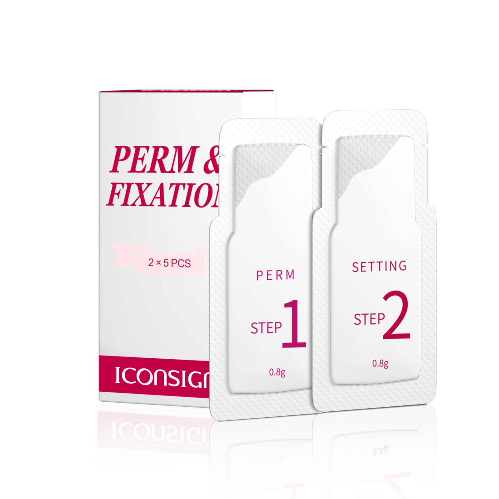 ICONSIGN front packaging showing two 5-pack sachet sets with clear labeling and convenience