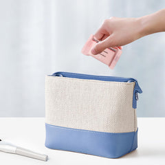 ICOTLE towels on bathroom vanity showing travel grooming practicality