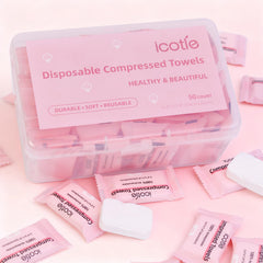 ICOTLE towel held in hand demonstrating easy expansion and gentle use