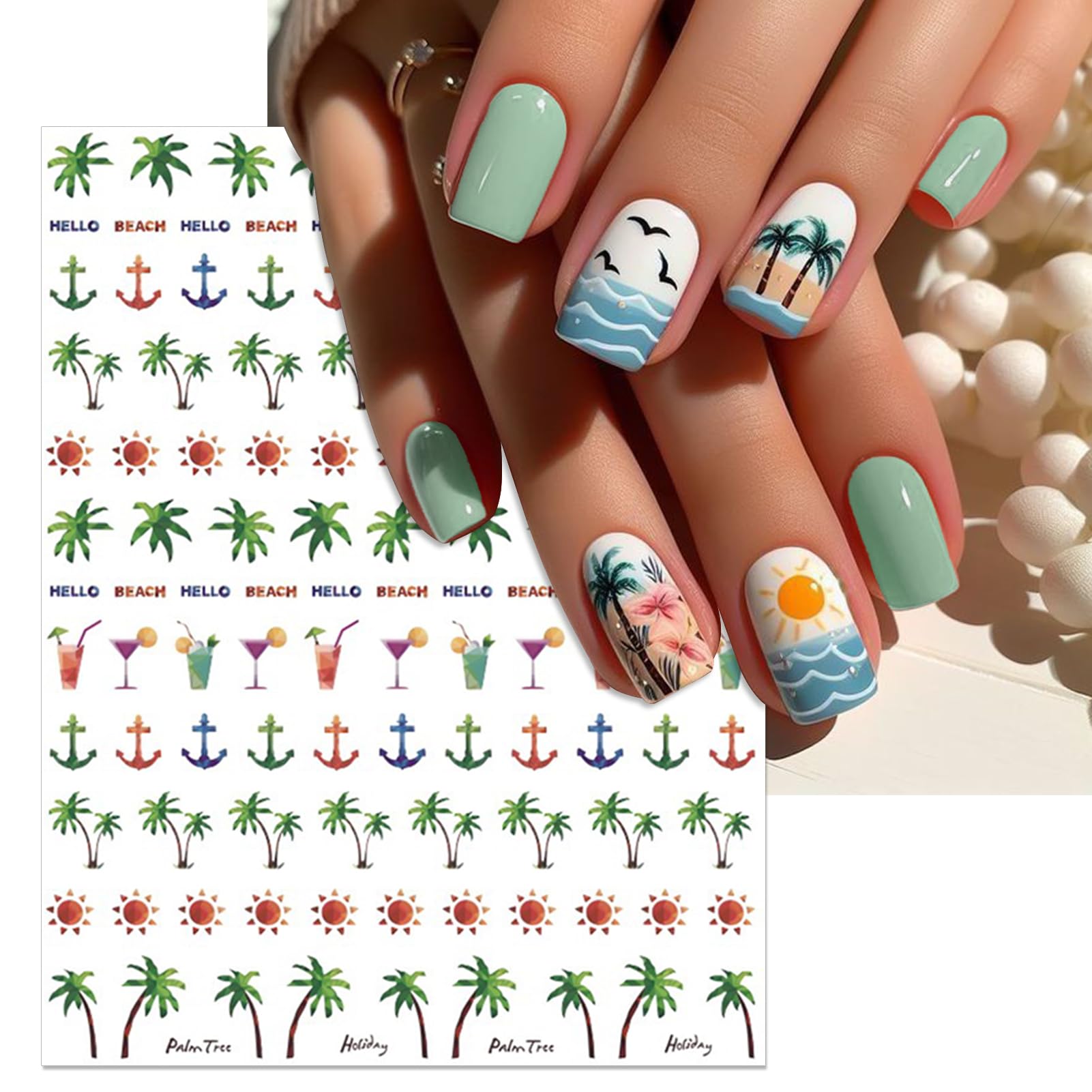 IDDFEVE tweezers placing a palm tree decal showing neat, precise application