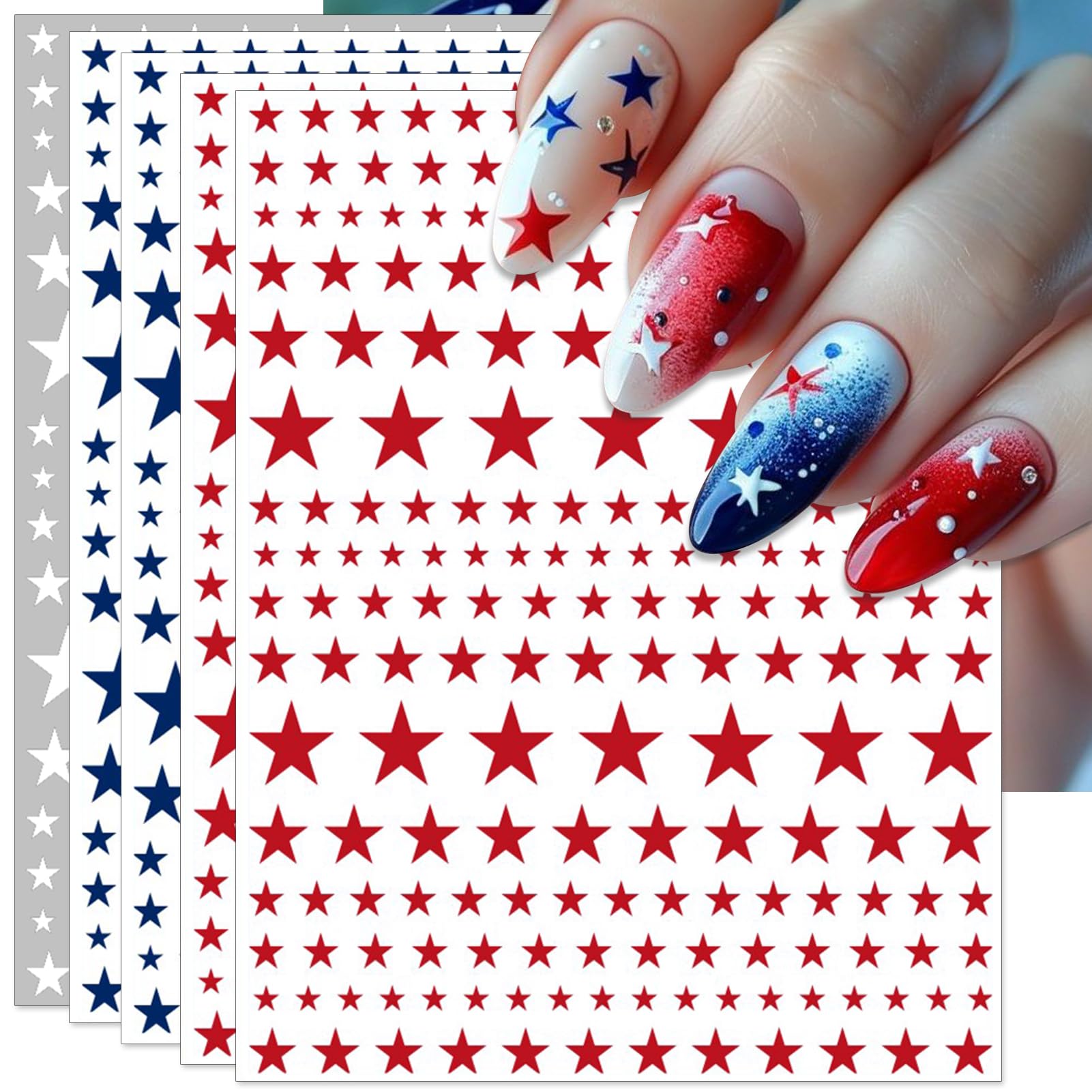 IDDFEVE front packaging showing patriotic nail stickers, clear branding and contents