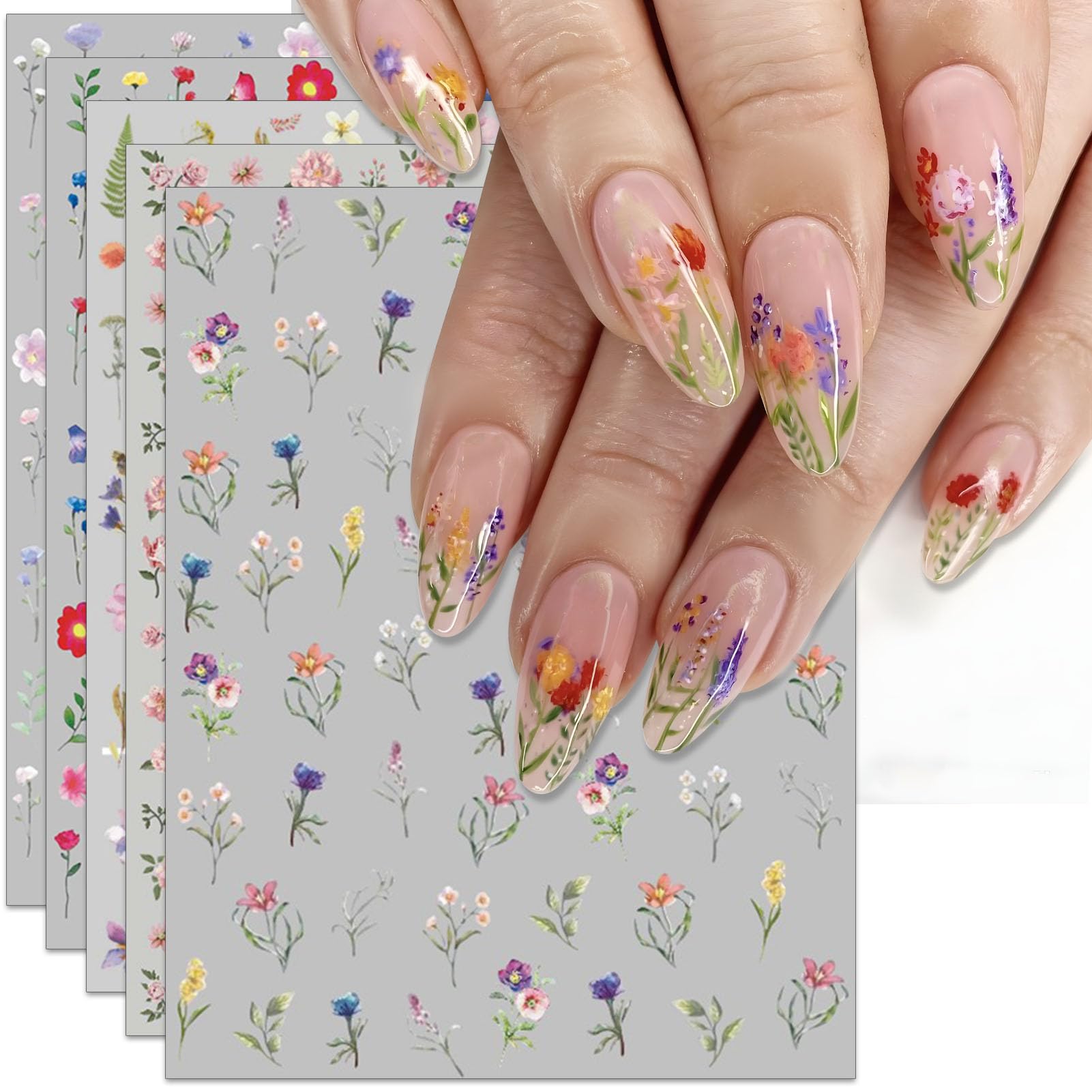 IDDFEVE front packaging showing five floral leaf decal sheets and benefits
