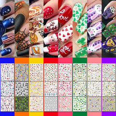 IDDFEVE front packaging showing full 30-sheet holiday nail sticker set and convenience