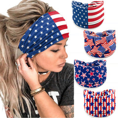 IDDFEVE front view of four patriotic flag headbands showing color and variety benefit
