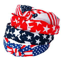 IDDFEVE front view of four patriotic headbands showing color variety and convenience