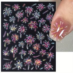 IDDFEVE gel nail finished with firework decal demonstrating strong adhesion and bright sparkle