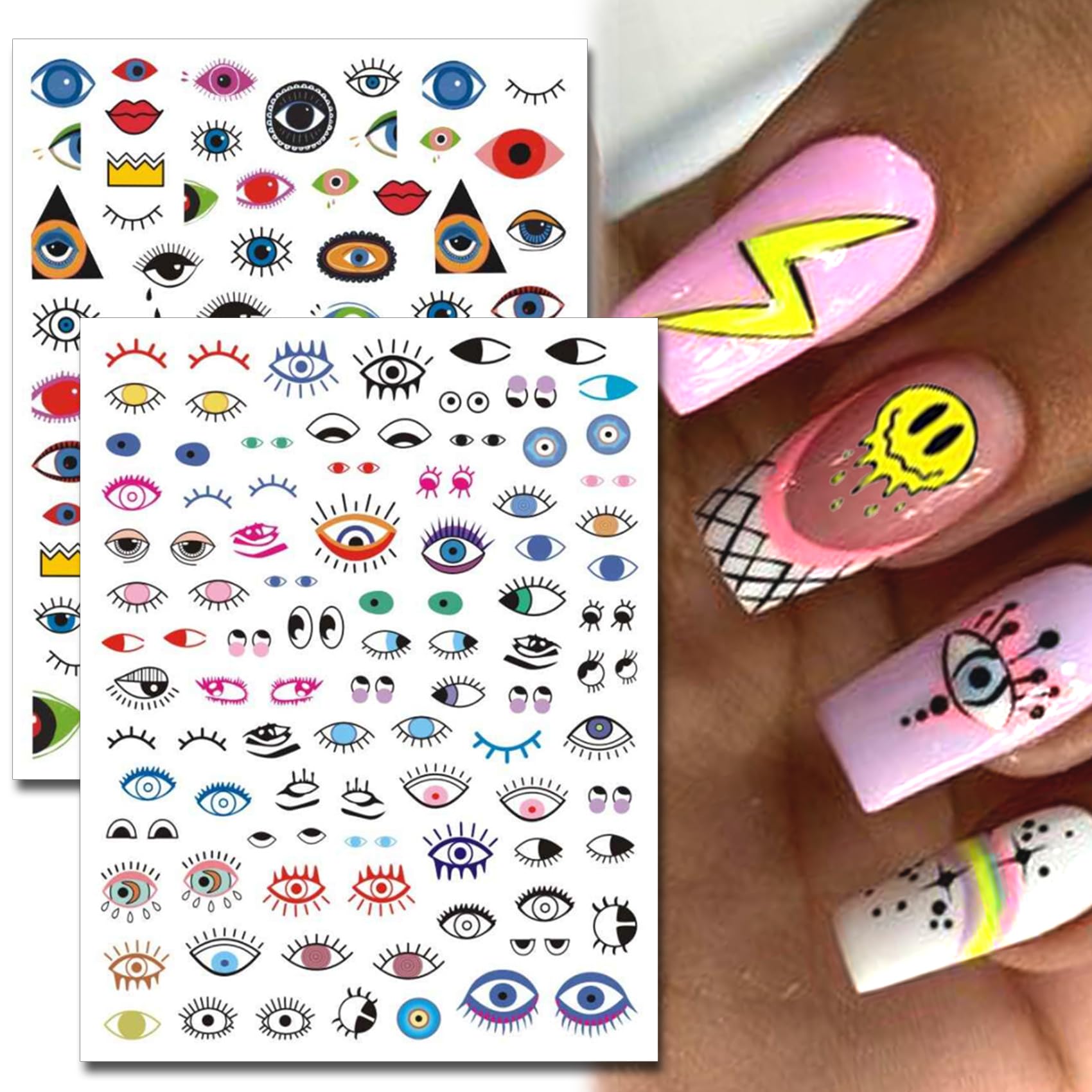 IDDFEVE stickers applied on acrylic nails delivering instant street-style impact