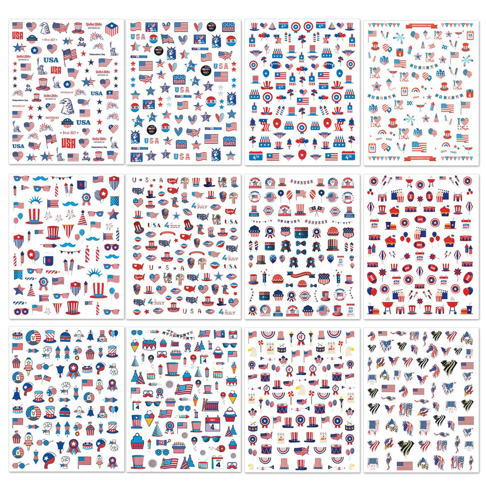 IDDFEVE lifestyle party manicure featuring patriotic stickers for festive celebrations
