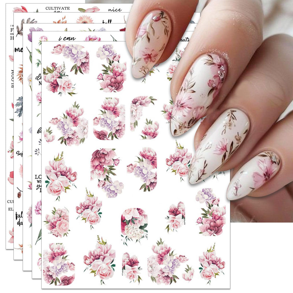 IDDFEVE front packaging showing six sheets of pink peony stickers for easy selection and storage