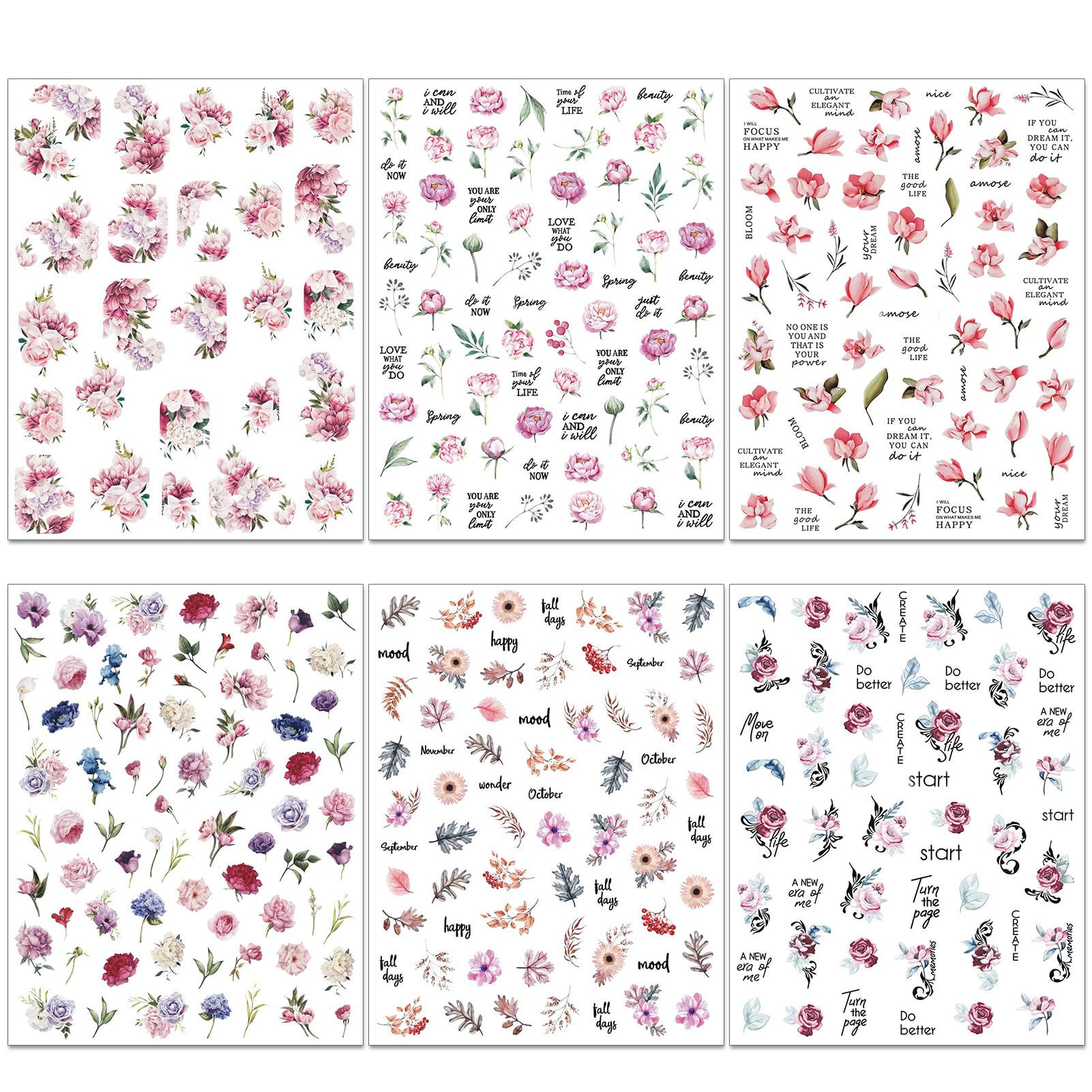 IDDFEVE lifestyle image of a spring manicure styled with peony stickers for a feminine vibe