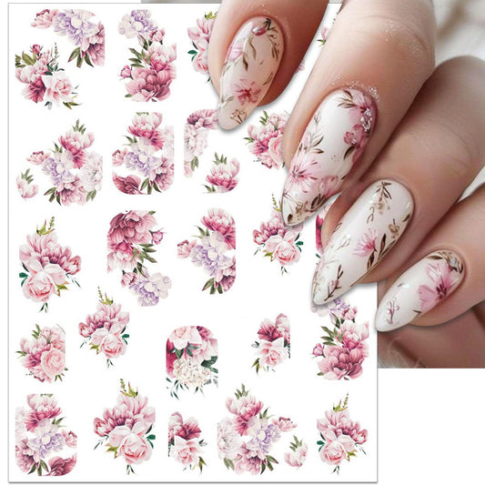 IDDFEVE close-up of a single sheet with detailed peony and leaf designs for precise placement