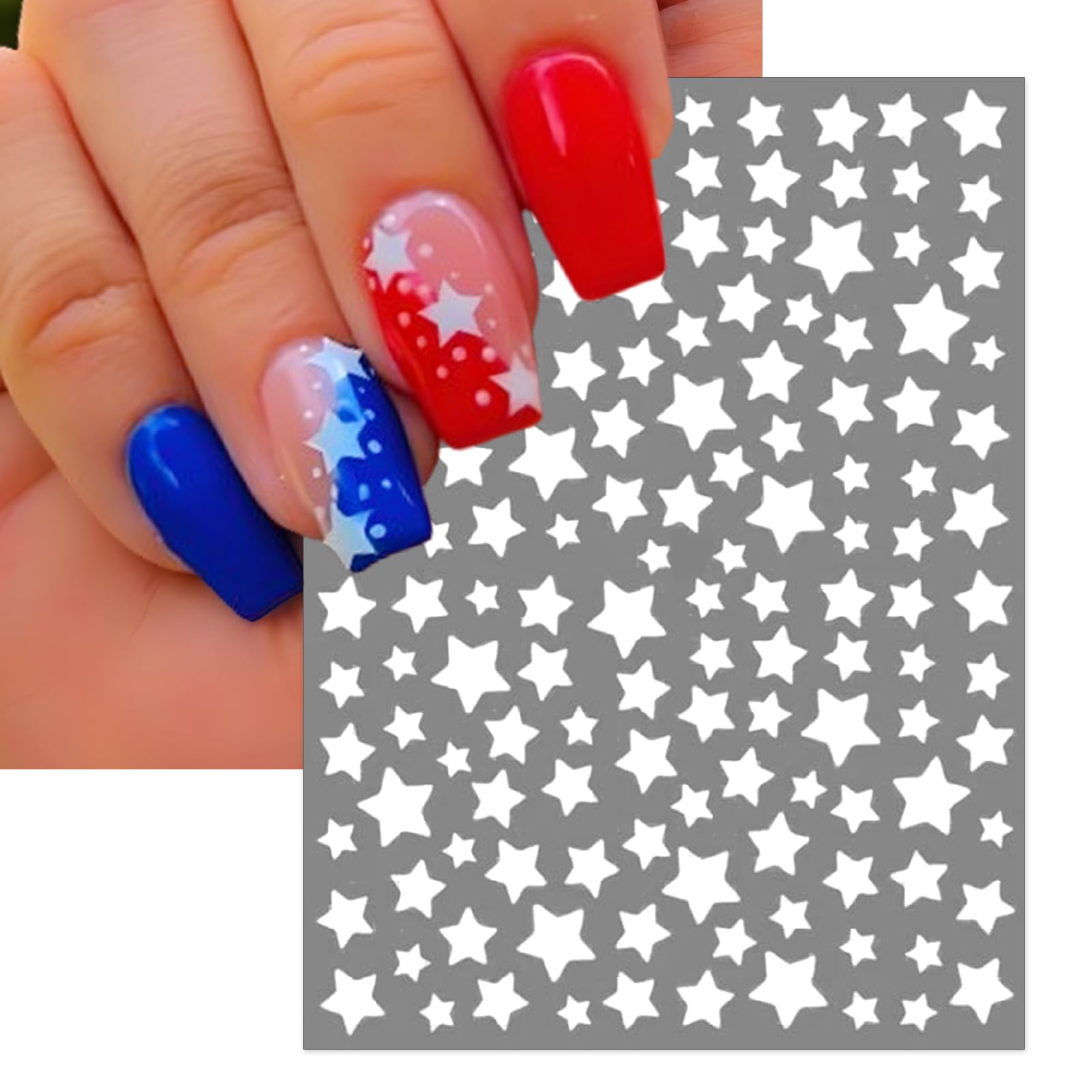 IDDFEVE patriotic star decals on toenail pedicure, durable party-ready look