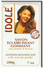 Idole exfoliating soap front view showing full 7 oz bar for smooth skin