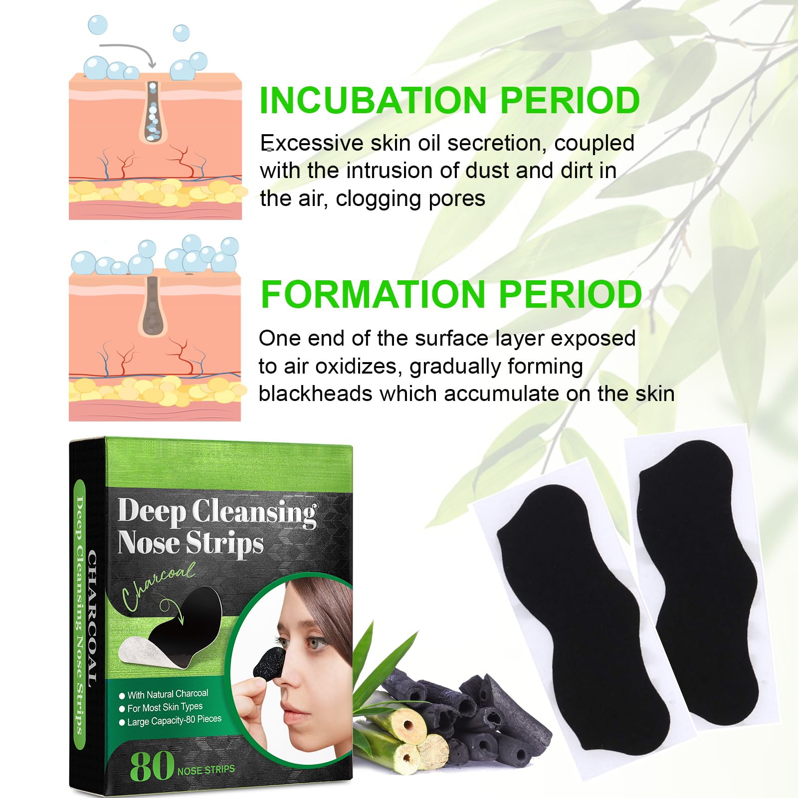 IDUCEN bamboo charcoal ingredient display emphasizing oil-absorbing action