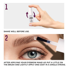 iENVY eyebrow sealer applied on brows demonstrating matte, natural hold