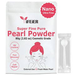 iFEiER front packaging showing 80g cosmetics-grade pearl powder and label benefits