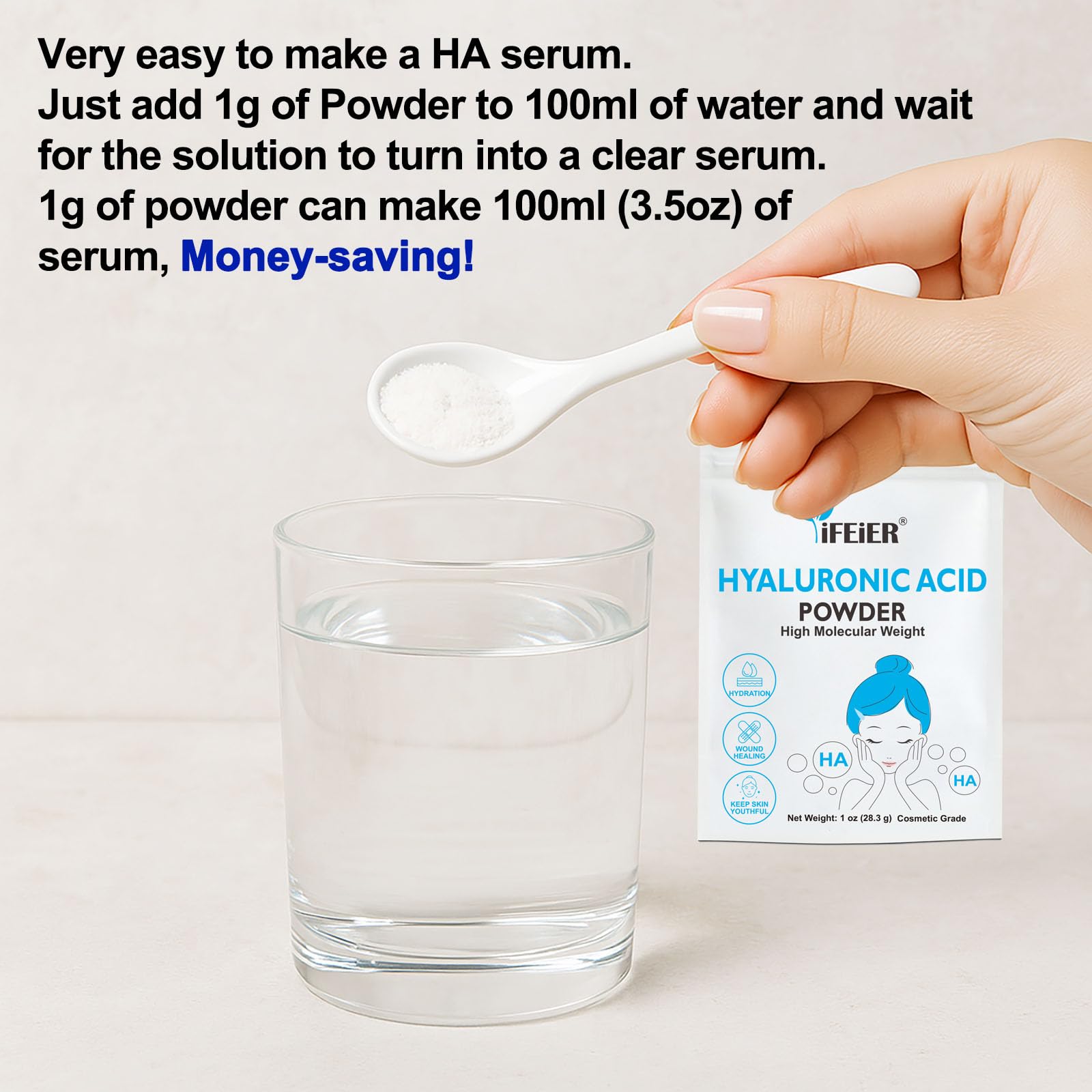 iFEiER clear serum in dropper bottle showing concentrated hydration for layering