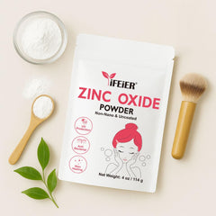 iFEiER zinc oxide near skincare bottles in bathroom, DIY routine benefit
