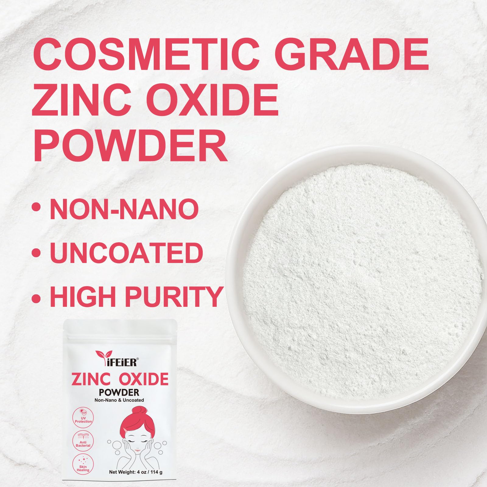 iFEiER zinc oxide in hand showing scale, easy portioning benefit