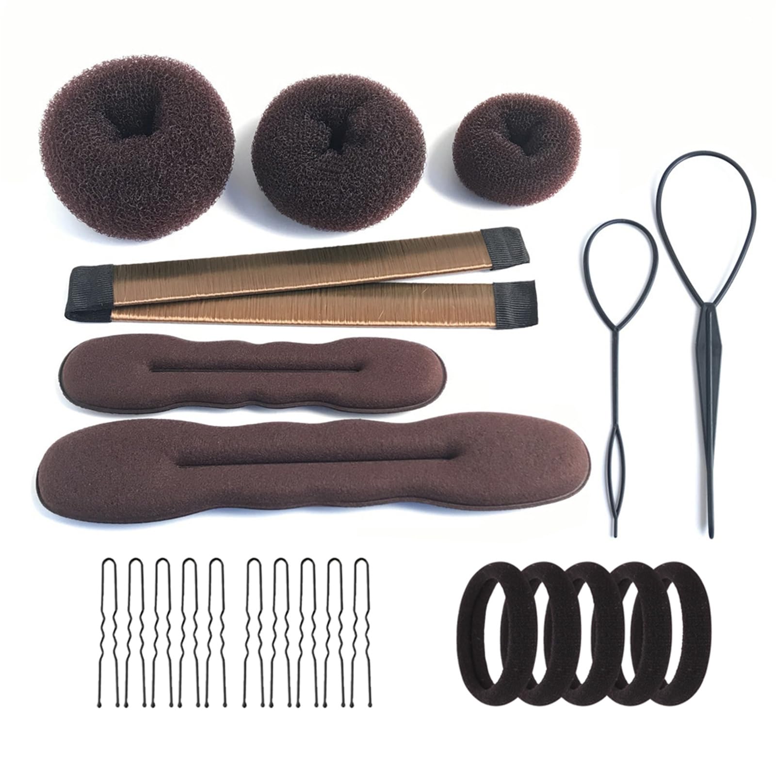 iFlyMars front package showing brown bun kit and full contents for easy styling