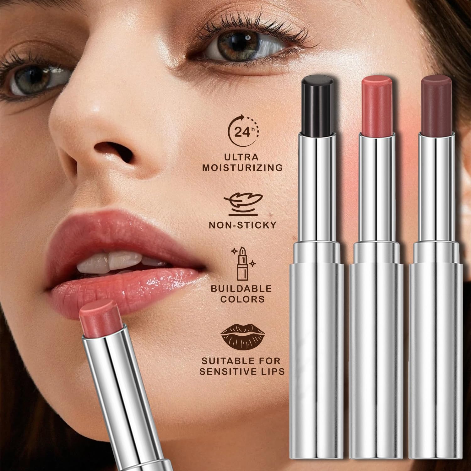 IFVGFB arm swatches of burgundy nude and pink showing color payoff and blendability