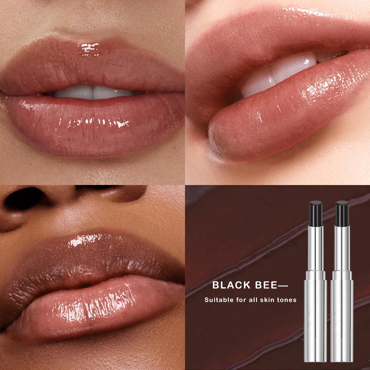 IFVGFB Noir Honey Lipstick open tube with visible ingredient label highlighting nourishing formula