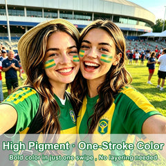 IFVGFB fan cheering with painted face demonstrating sweat-resistant color retention