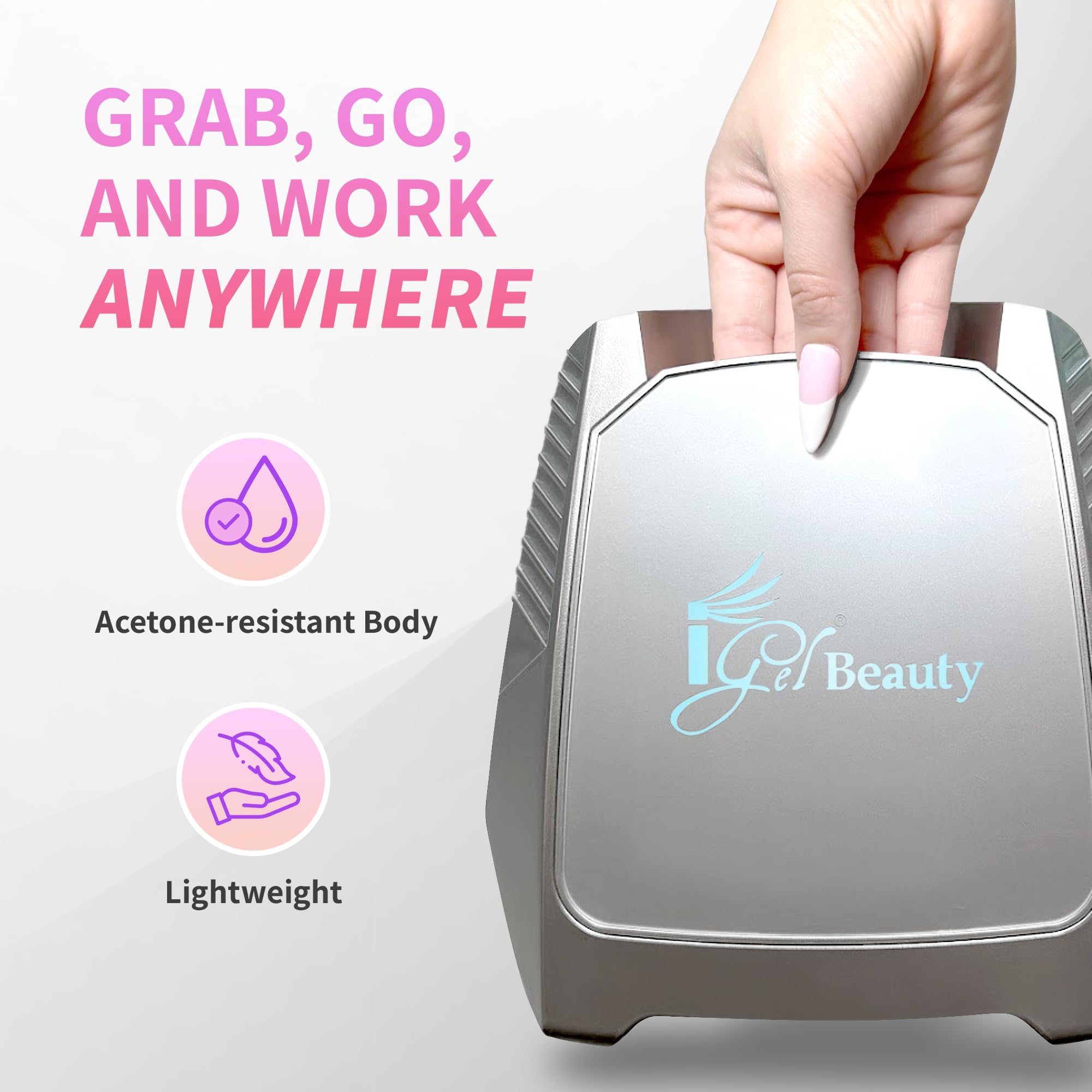 iGel Beauty battery scale showing 5200mAh cordless runtime advantage