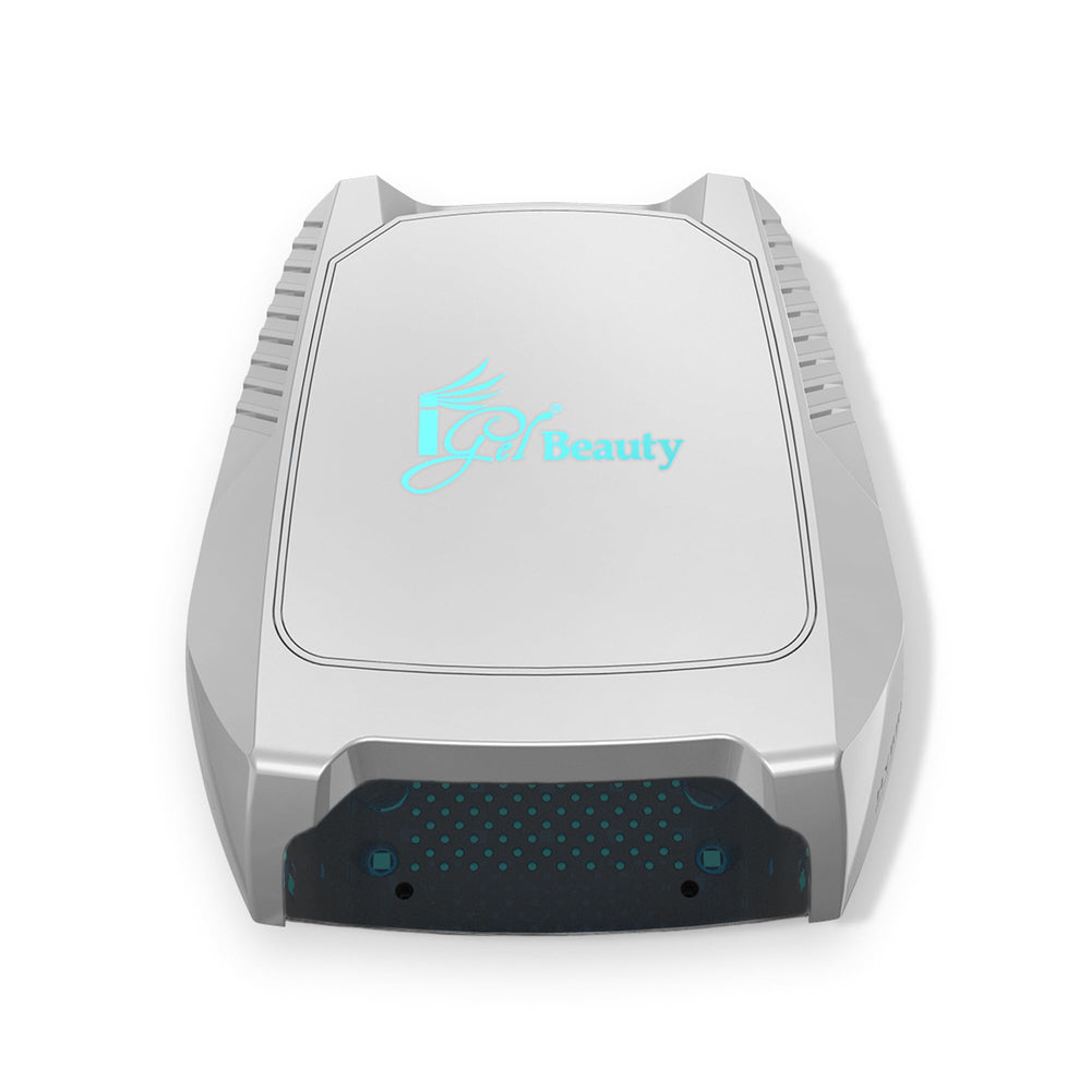 iGel Beauty front view showing lamp and even curing coverage benefit