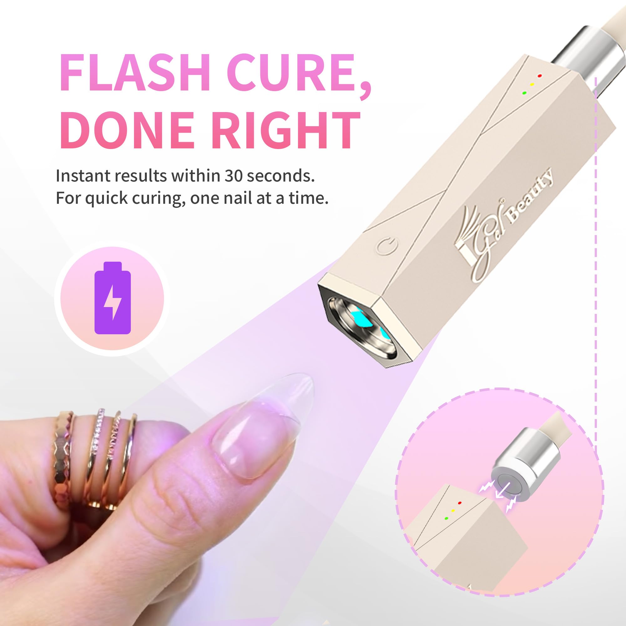 iGel Beauty PRO-X Mini detached lamp head detail highlighting easy portability and control