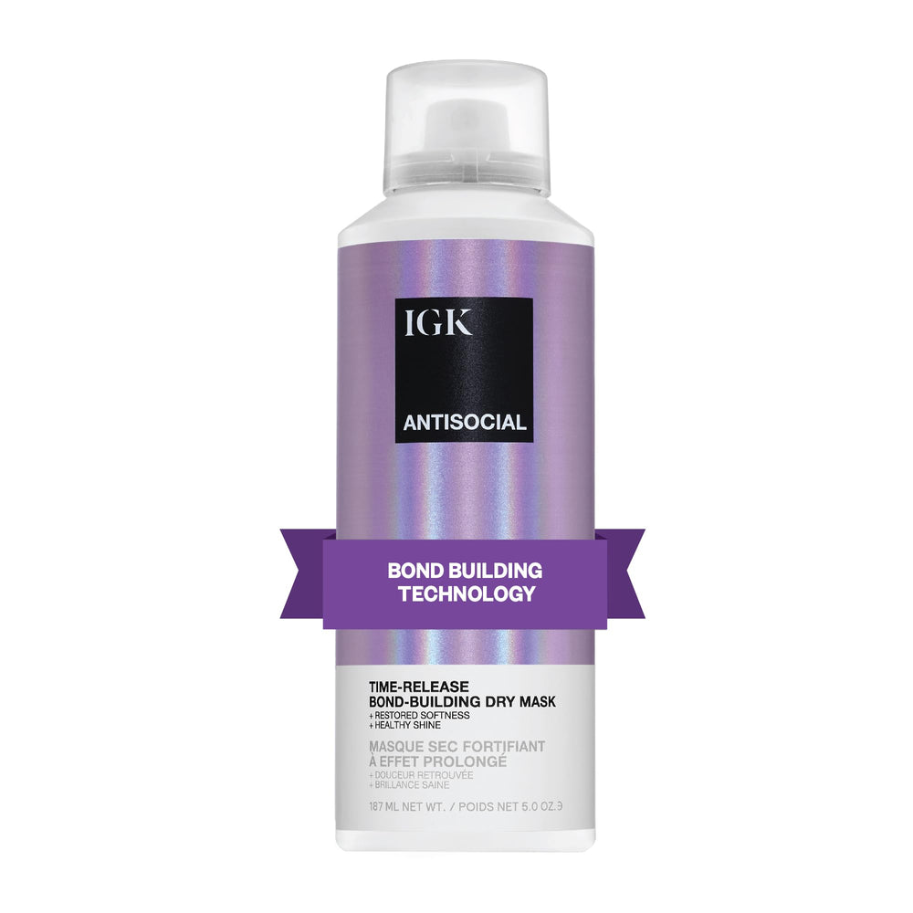 IGK Antisocial front packaging showing sleek bottle and clear benefit