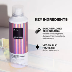 IGK Antisocial texture sprayed on hair displaying softness and shine