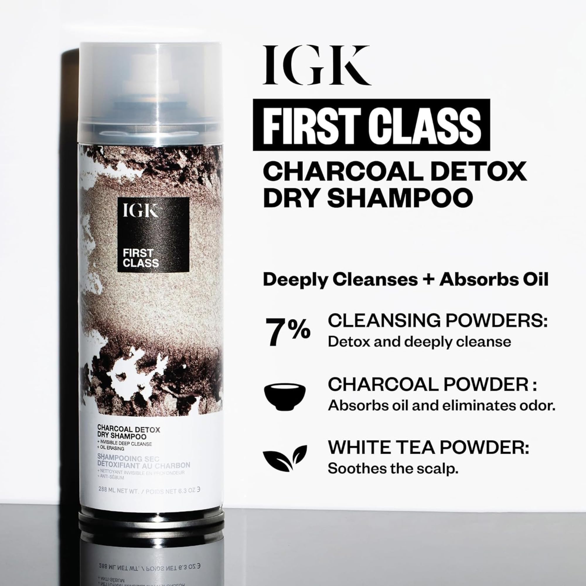 IGK spray applied to roots with visible instant volume benefit
