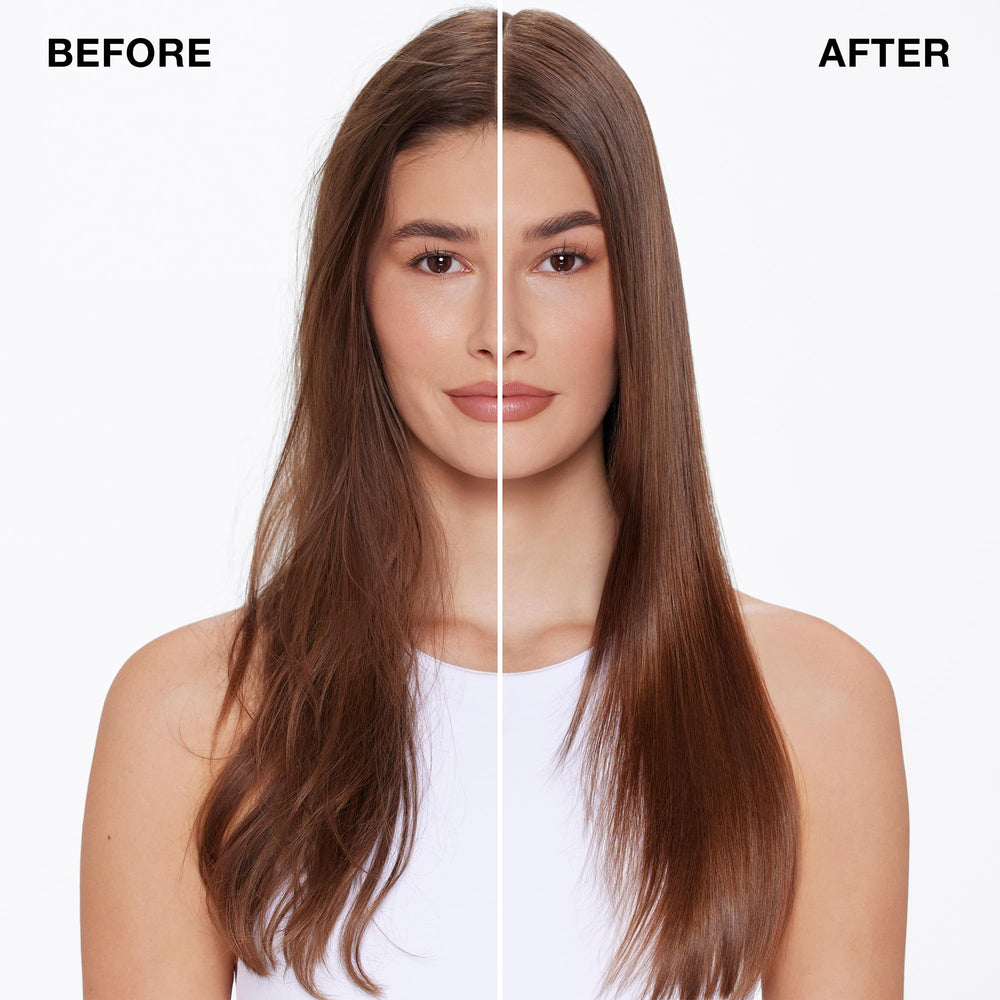IGK being applied to damp hair before blow-drying for protection