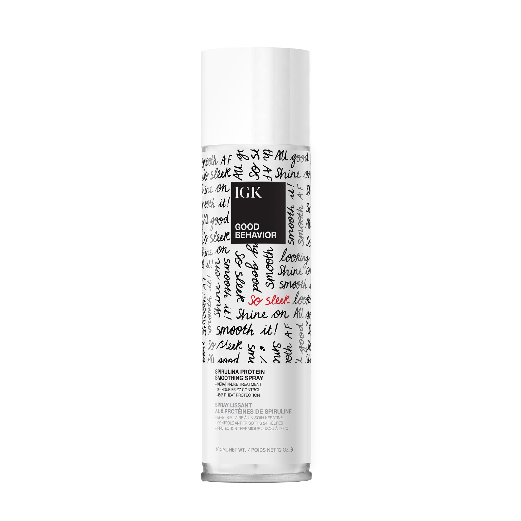 IGK bottle front view showing product and benefits