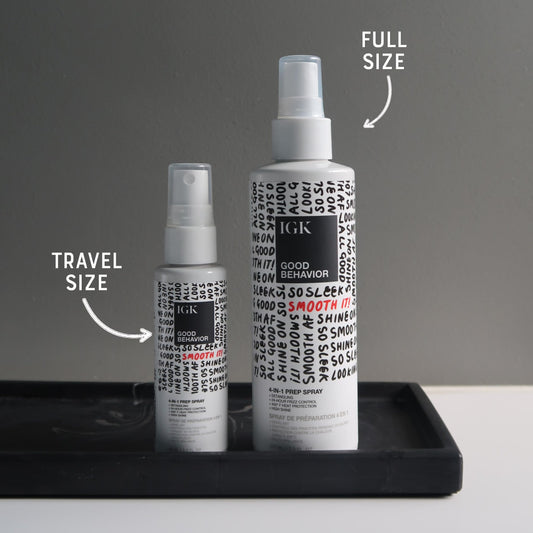 IGK travel size bottle held in hand for convenience and on-the-go use