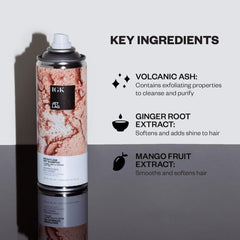 IGK Jet Lag ingredient label highlighting volcanic ash and botanicals