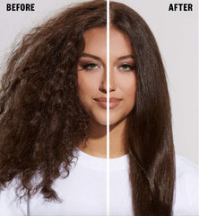 IGK in-use during salon-style blowout, illustrates sleek shiny finished hair