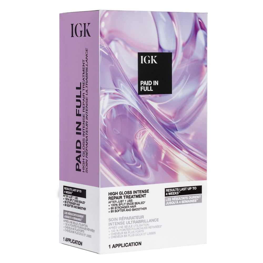 IGK front packaging showing treatment tubes and branded benefits