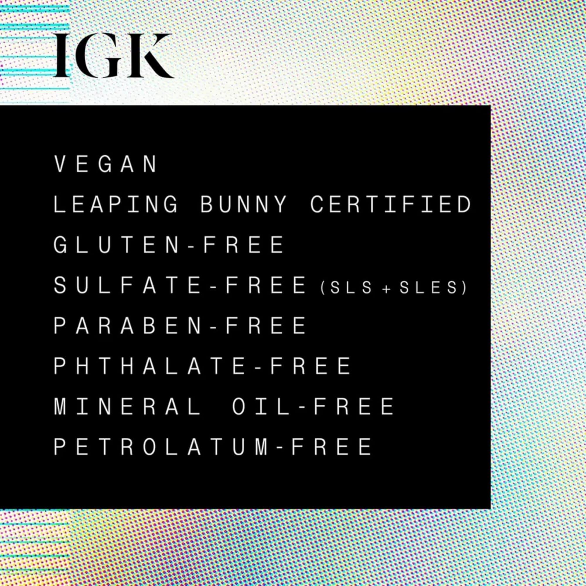 IGK product flatlay with red sea algae visual indicating natural hydration and shine benefit
